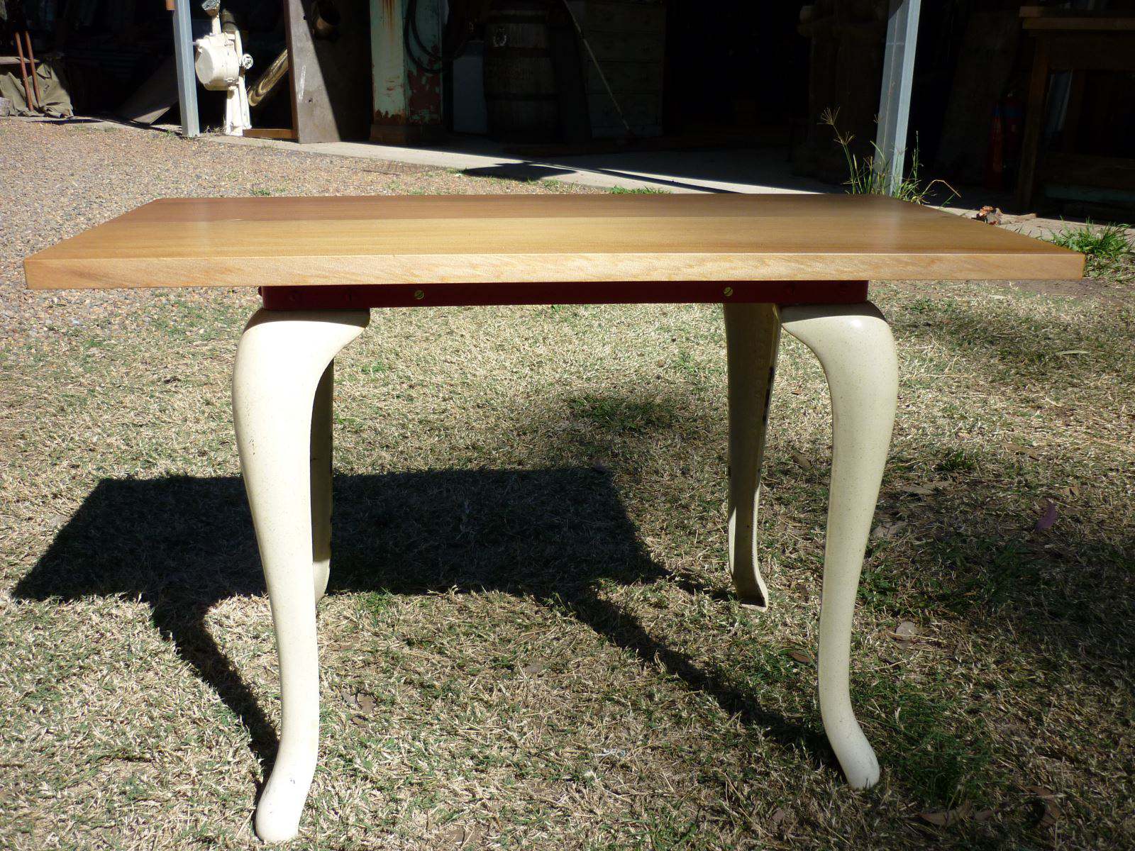 Coffee Table with Enameled Cast Iron Legs
