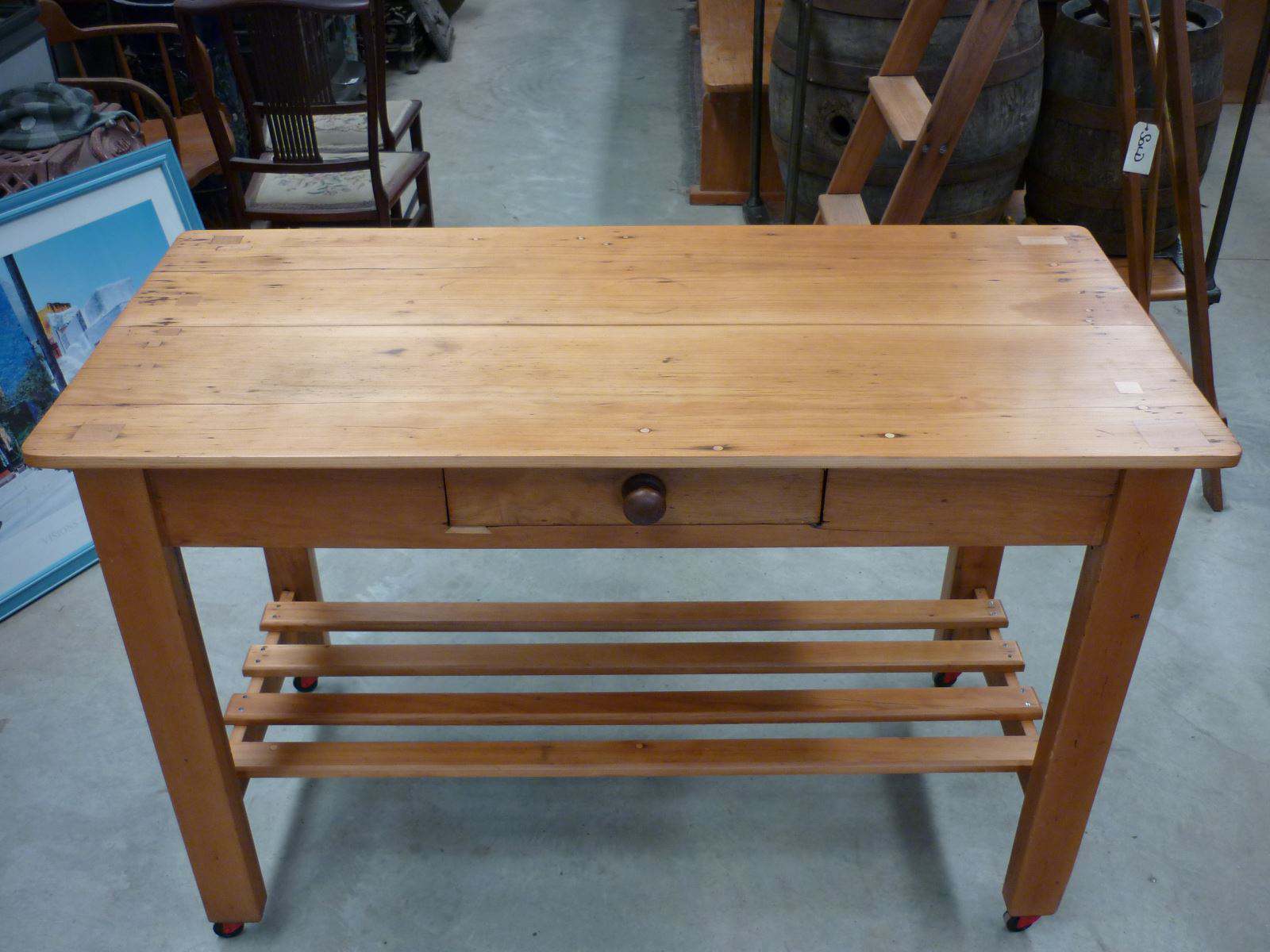 Desk/Table Kauri Pine, Repaired, Restored & Hand Finished