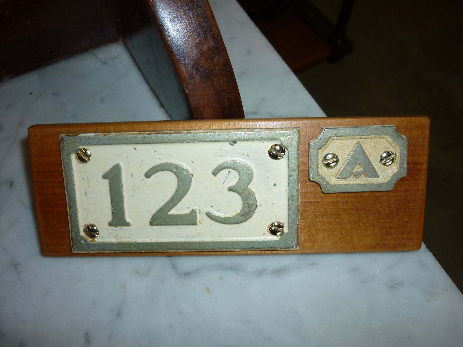 Cabin Numbers ex S.S.Lurline.  Brass & Nickel Alloy in Original Condition