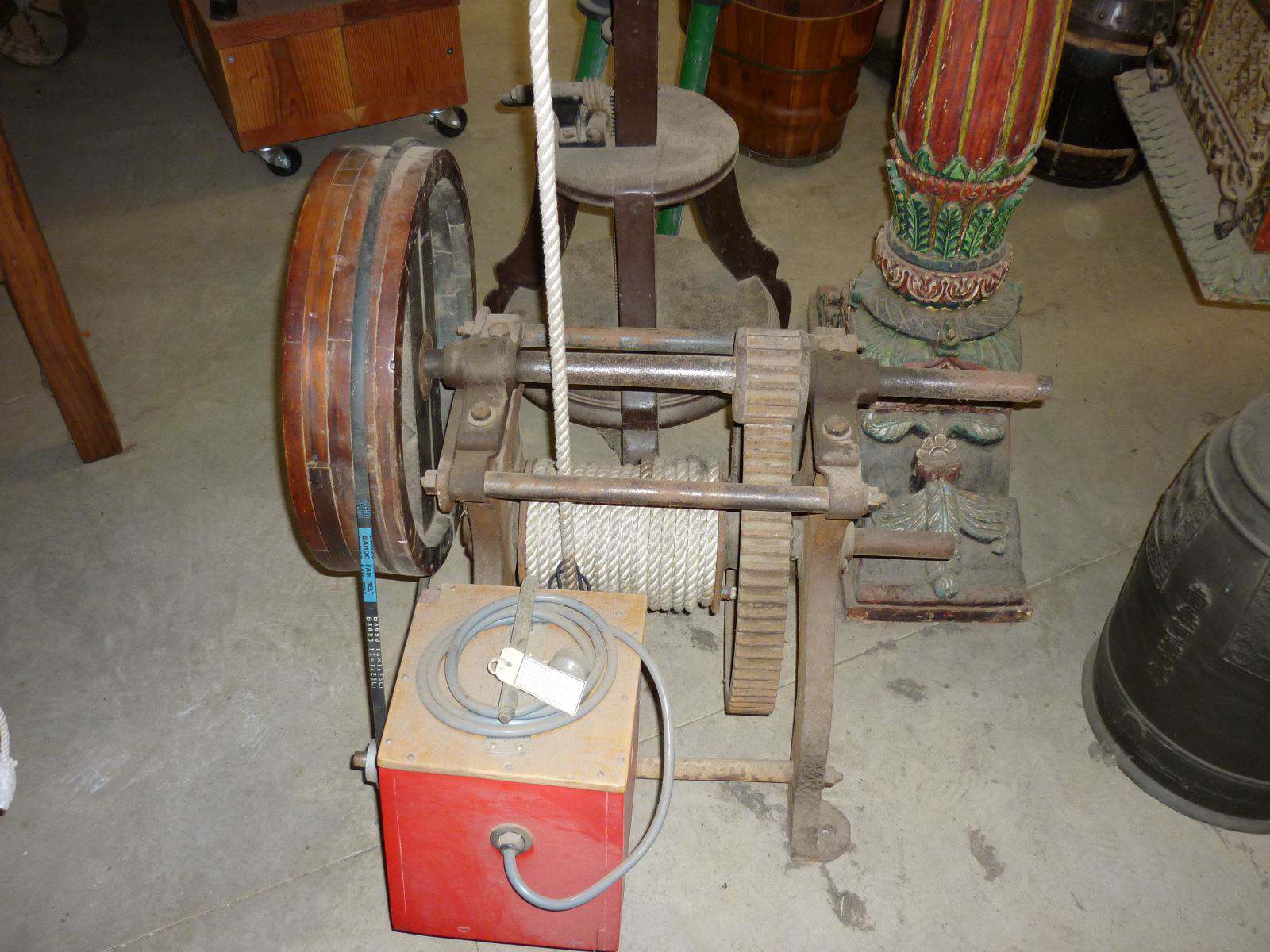 Slipway Winch with Detachable 240v Motor. Classic Cast Iron, Good Working Order