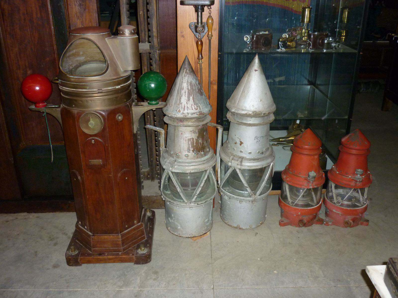 Ships Binnacle & 2 Pairs of Channel Markers early 20th Century
