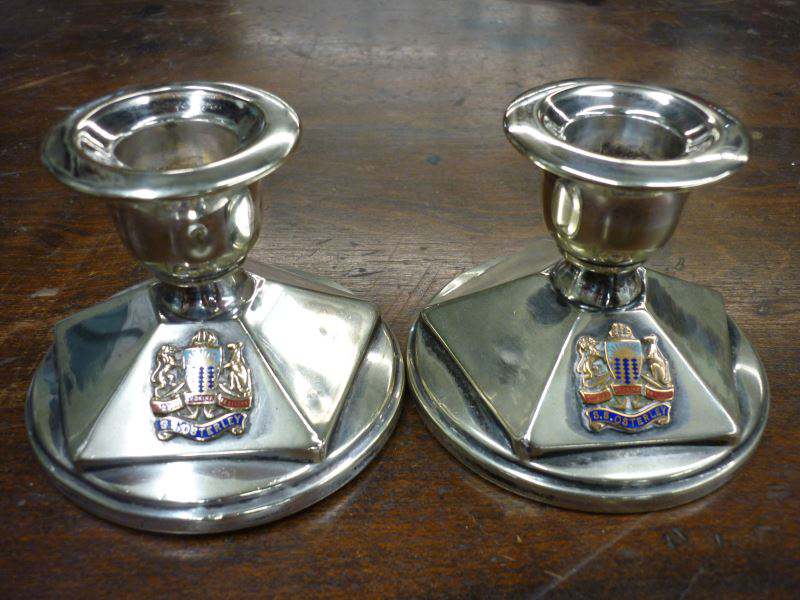 Antique Silver Plated Candlesticks. ex Orient Line.  SS Osterley.  1909